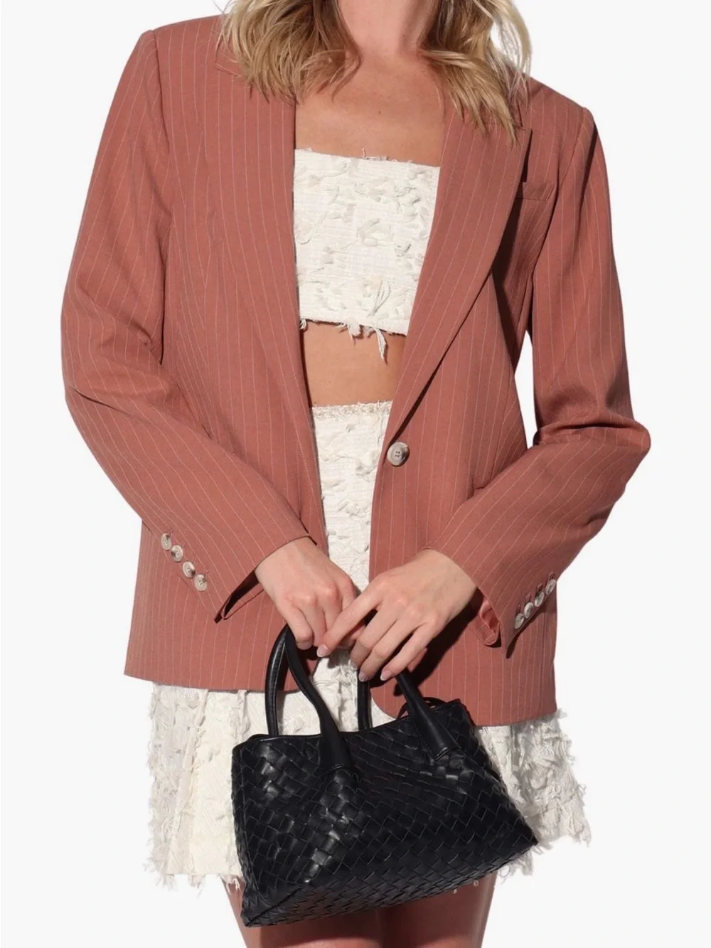 Walter Baker Pinstripe Blazer in Terracotta Size M